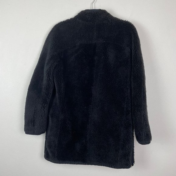 J. Crew Woman's Sz S Black Teddy Mid Length Winter Coat Plush Fleece J9064 - Picture 9 of 10